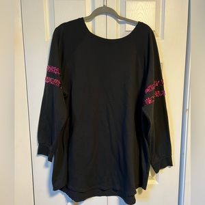 Torrid Black Sweatshirt With Pink Sequin Sleeves Size 3